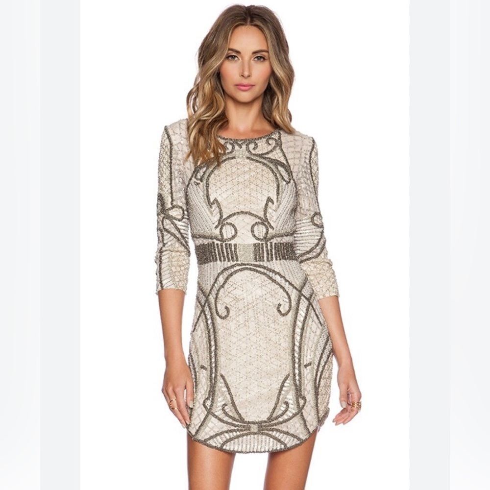 Parker Black Silver 3/4 Sleeve Dress size 6.